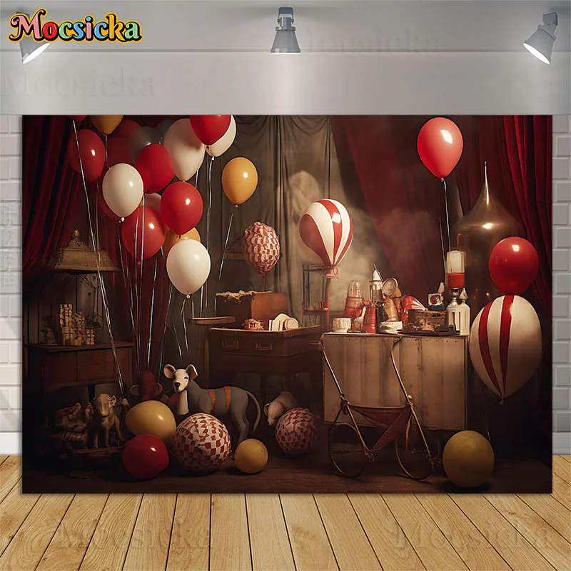 Arrière-plan d'anniversaire de cirque, bienvenue sur le fond de rideau  rouge de carnaval pour les décorations de ballons colorés de stand Photo  pour enfants - AliExpress