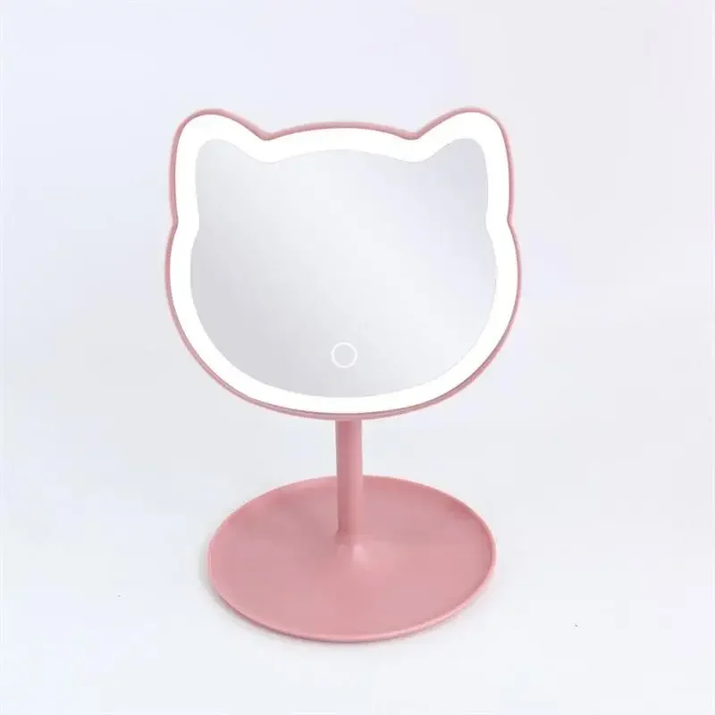 Desktop Cartoon Cat Led Light Makeup Mirror Portable Fashion Mini Electric Cosmetic Mirror for Personal and Home makeup mirror