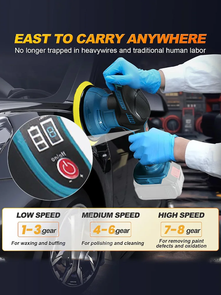 5500RPM Cordless Car Polisher Set car polisher cordless car polisher Portable Wireless Car Glazing Polishing Machine for Makita Dewalt 18V-21V Electric Rotary Tool