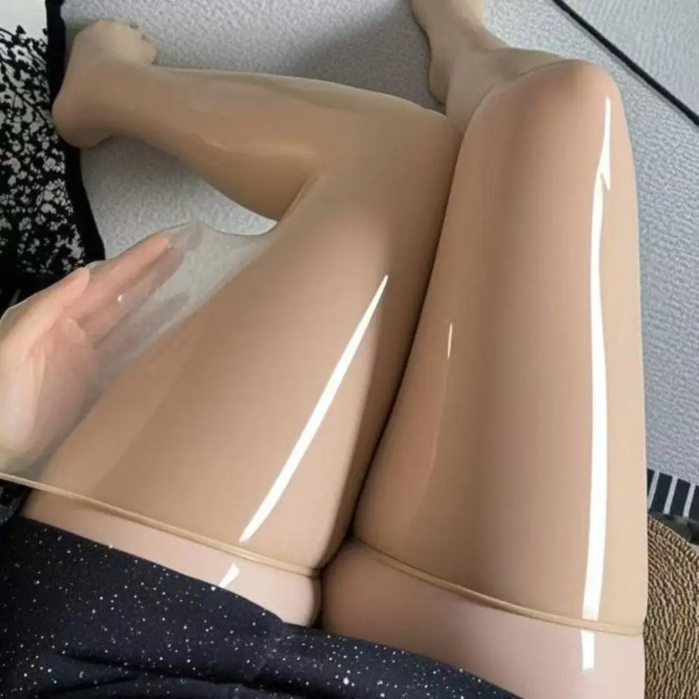 Sexy Glatte Glänzende Strümpfe Schimmernde Öl-Glanz Aurora Pferdeöl Strumpfhose Hohe Taille Überknie Lange Socken Party – Detail 7