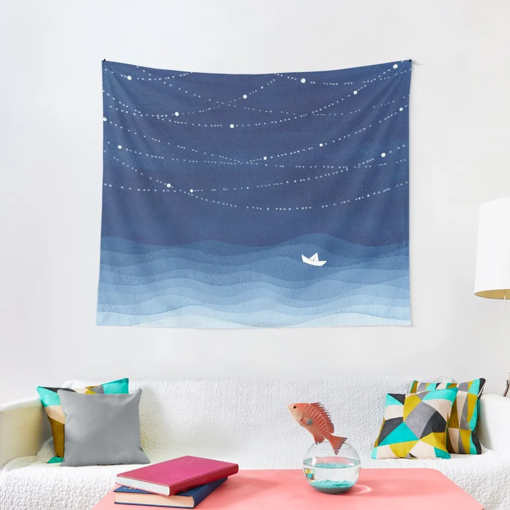 

Garland of stars 2, blue watercolor Tapestry Decorations For Your Bedroom