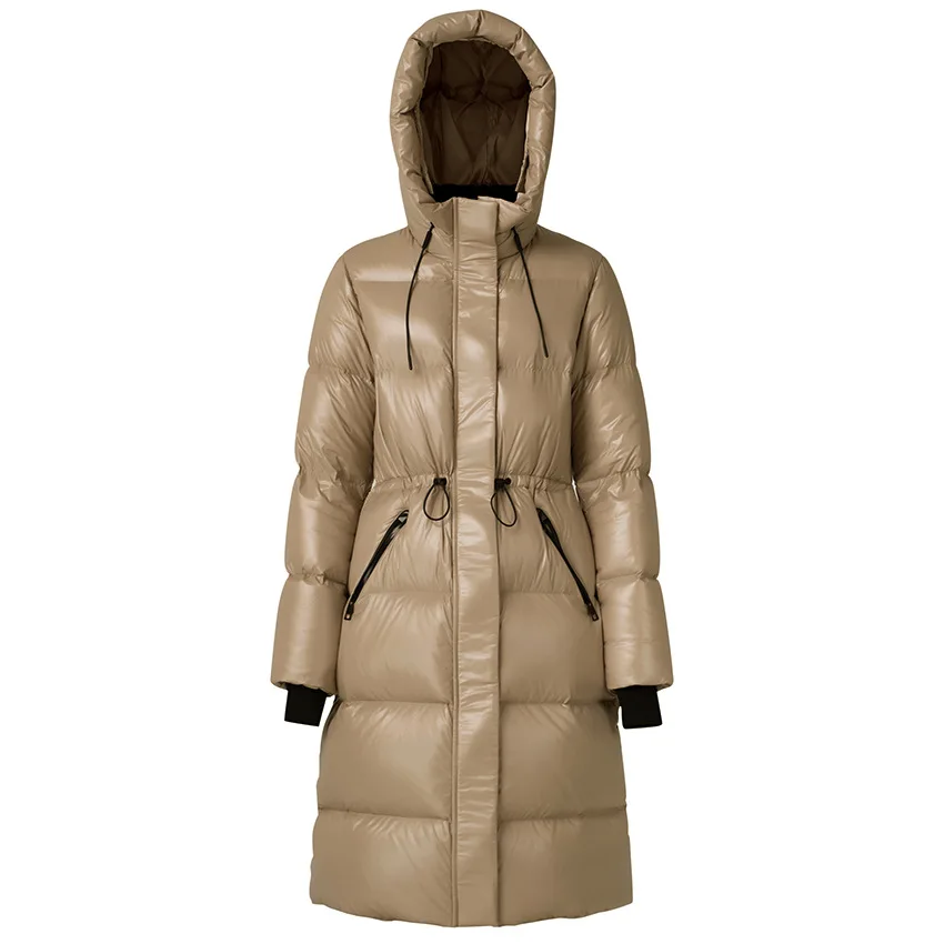 Super windproof, waterproof, high-end cold resistant hood design, thickened 90 goose down down jacket, women's long coat Winter