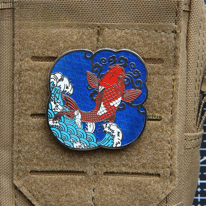 

Morale Badge Armband Planet Good Lucky Rich Koi Metal badge three-dimensional personality Hook and Loop patch bag miltary patch
