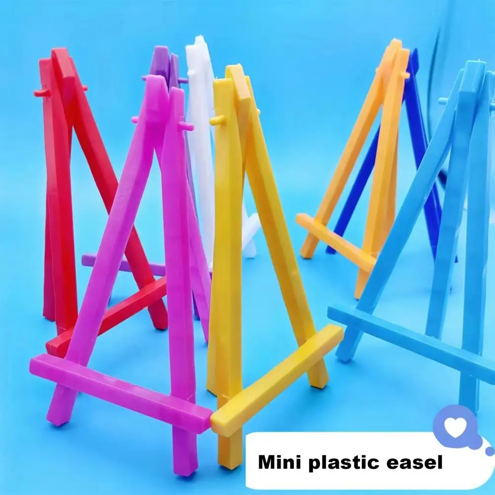 5Pcs Mini Triangle Easel Kids Painting Stand Kids Art Display Small Drawing Easel with Bright Colors Plastic Sketching