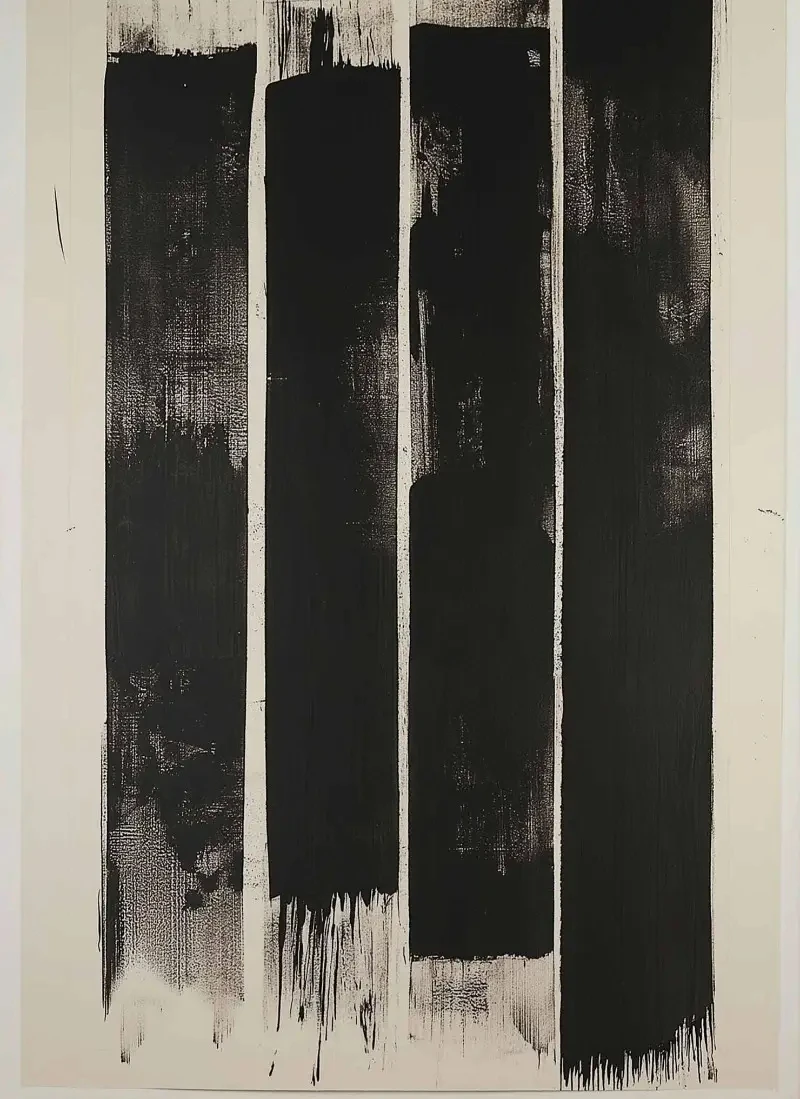 Monochrome Flowing Lines Ink Landscape Minimalist Canvas Art