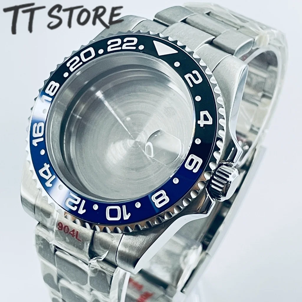 Silver 40mm Watch with Ceramic Bezel and Sapphire Case
