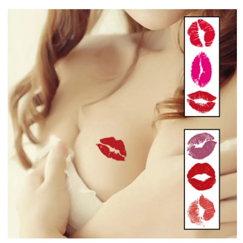 10pcs  Lip Print Lips Clavicle Ins Wind Korean Simulation Red Lip Tattoo Stickers Sexy Fun Temporary Creative Tattoo Stickers