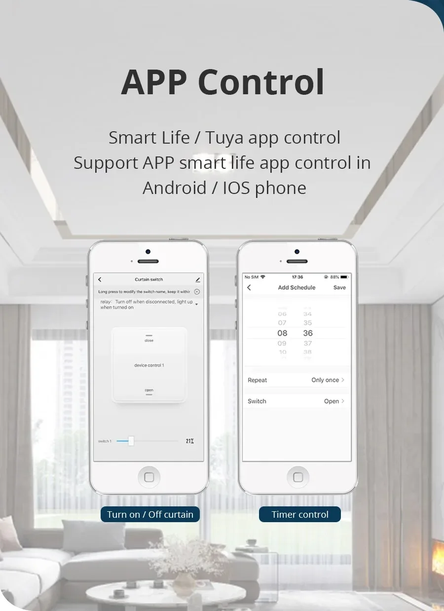 Description Picture 6 of itemZemismart Tuya Zigbee Smart Curtain Switch Smart Shade Motor Switch Neutral Wire Required Alexa Google Home Timer Remote Control