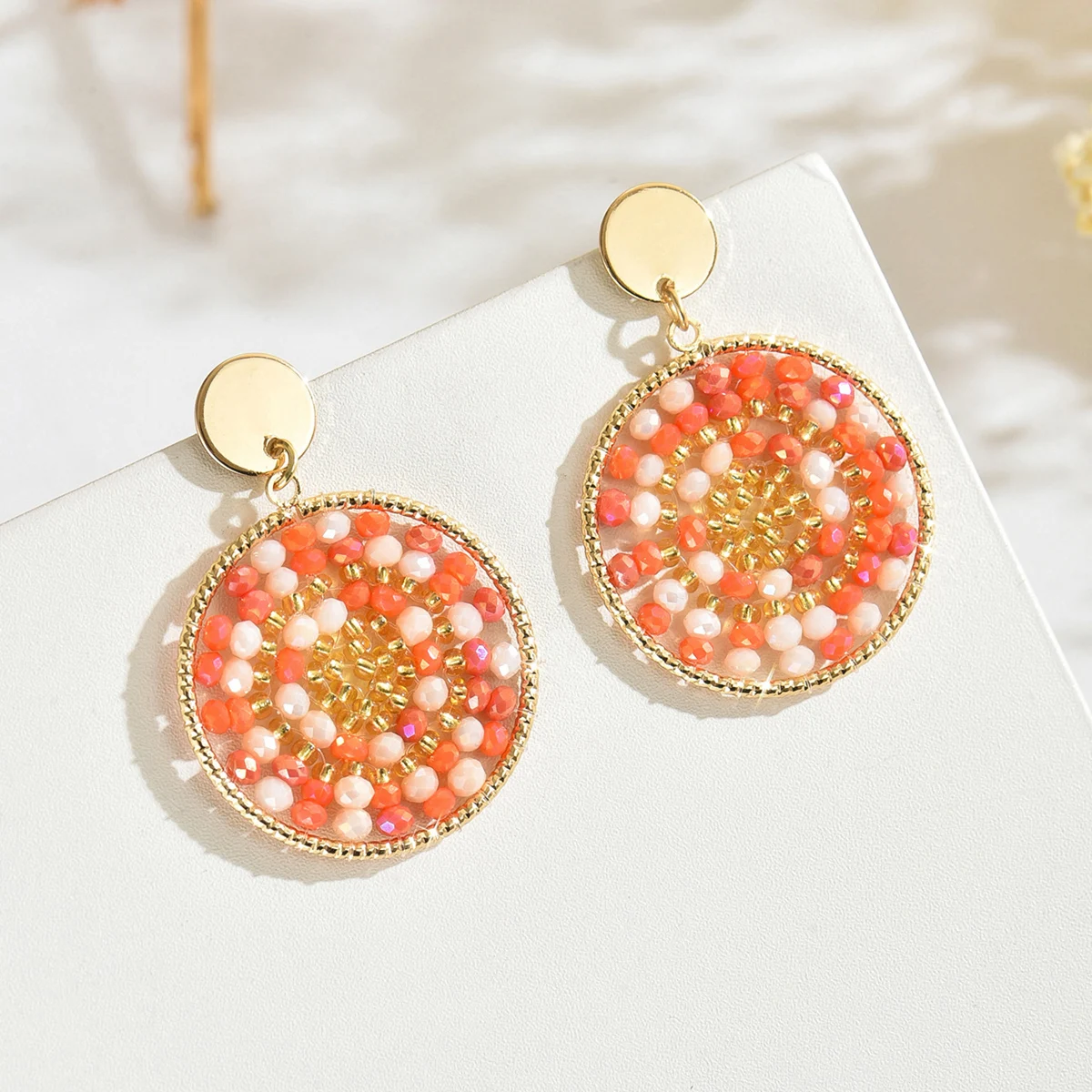 Bohemia Exquisite Colorful Round Crystal Beads Drop Earrings for Women Ethnic Handmade Elegant Metal Earrings Party Jewelry Gift