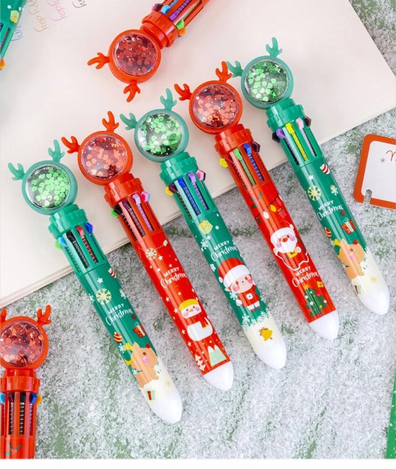 Creative Cute Ballpoint Pen 10-Color Press-Action Cartoon Multi-Color Pen  Student Marker Focus Handbook Writing Decorative Pen - China Christmas  Water Pen, Christmas Children's Gifts