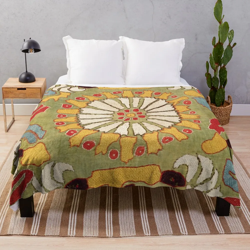 

Vintage Bohemian Suzani 10 Throw Blanket Decorative Sofas Hairys Thin Blankets