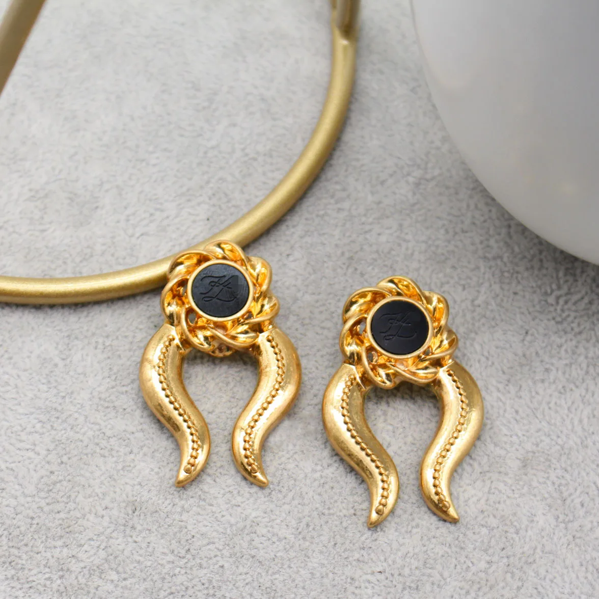 Vintage Metal Octopus Foot Dangle Earrings