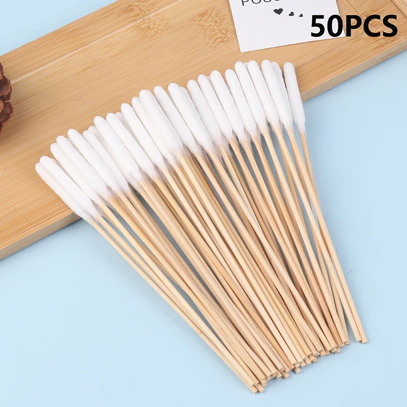 50 PCS Large Cotton Swabs With Wooden Sticks For Pets Big Cotton Swabs Long Dog Ear Long Swab