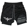 2024Men Performance Shorts Bible Printed GYM Casual Sports Compression Shorts Workout Running Mesh 2 In 1 Sport Short Pants 5