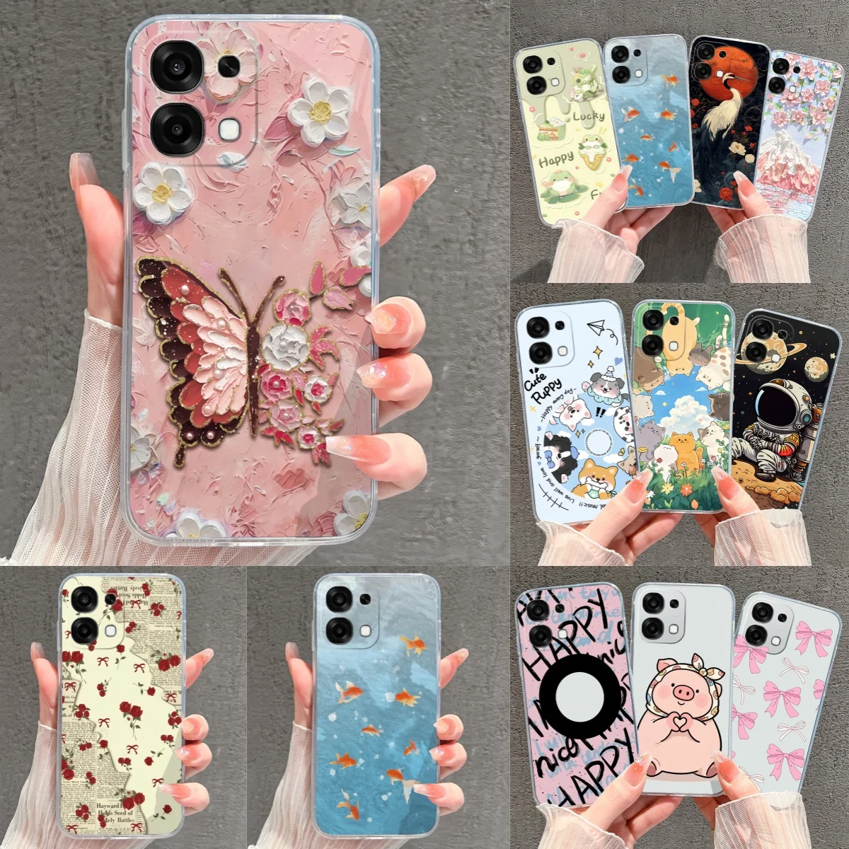 Pretty Butterfly Goldfish Drop-Resistant Lightweight Clear Bumper Case