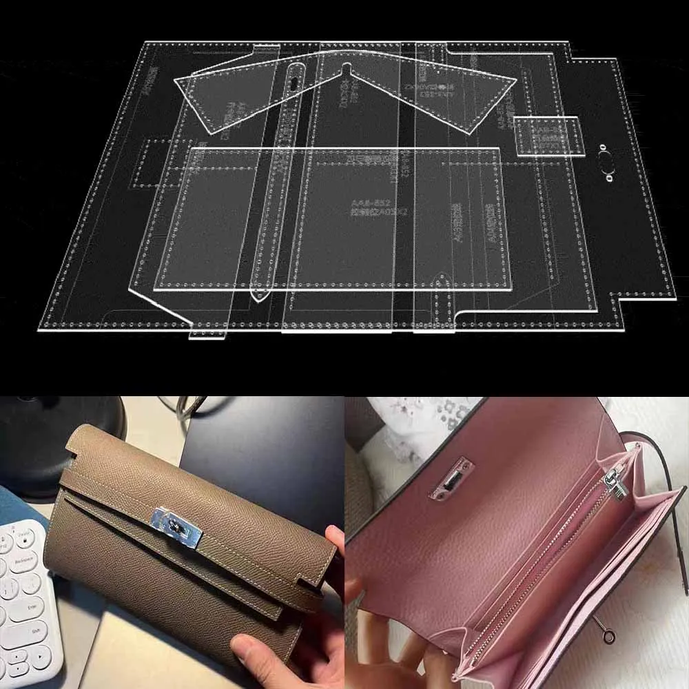 

Leather Bag Pattern Making with Kraft Paper and Acrylic Templates for Kelly Handbag Women's Long Wallet