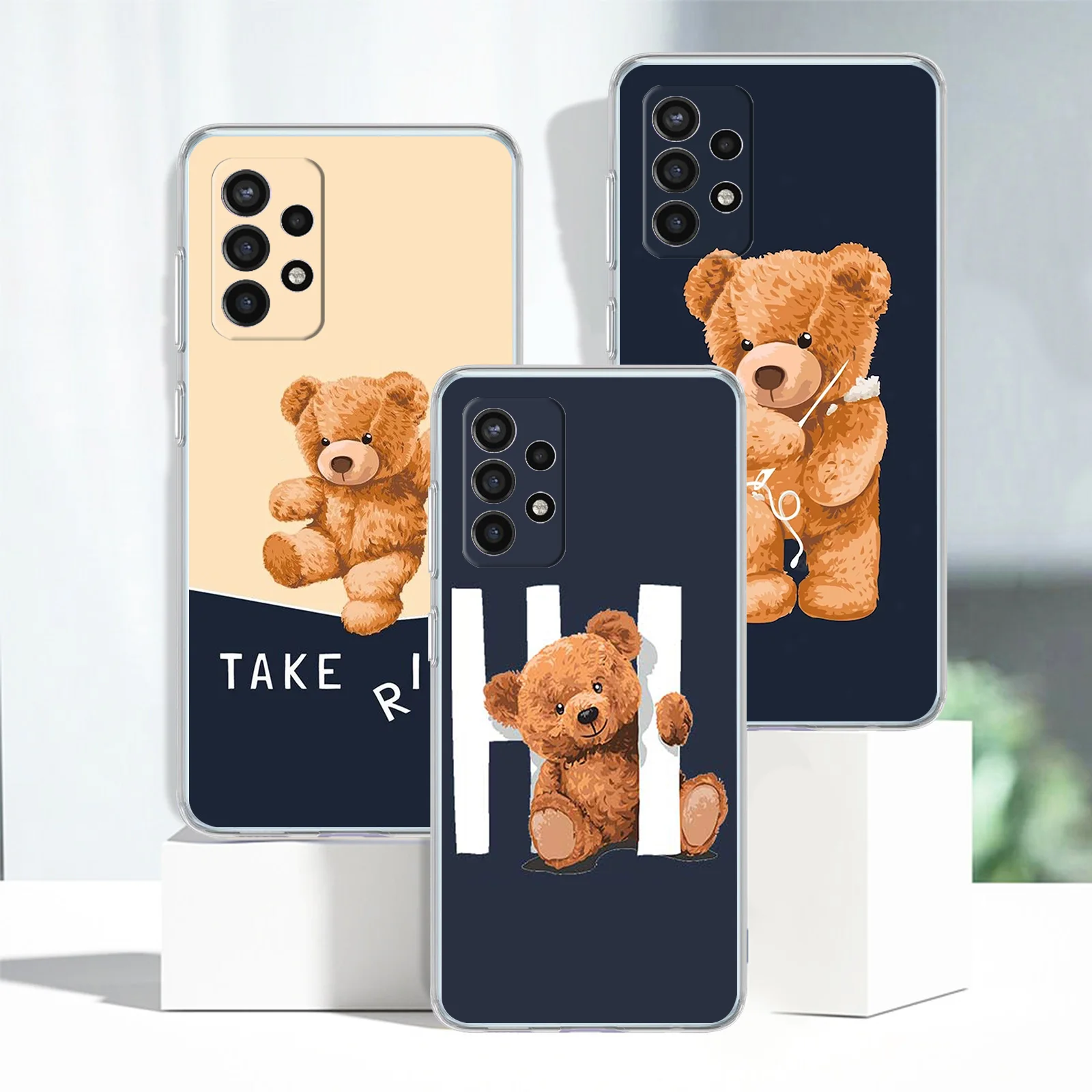 

Cute Iittle Bear Case For Samsung Galaxy A52 A53 A12 A13 A32 A51 A23 A21s A71 A33 A22 A31 A72 A73 A50 A70 Clear Phone Cover