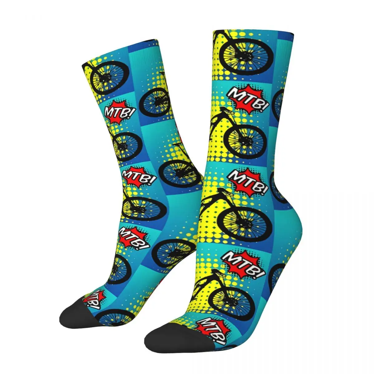 Calzini Da Uomo Mtb Pop Mountain Bike Mtb Mountains Downhill Bike Bicycle Mtb Hip Hop Seamless Crew Sock Gift Pattern Stampato
