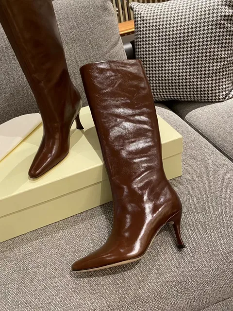Dames Mode Lederen Laarzen Mode Wees Teen Rider Laarzen Stiletto Knie  Laarzen Model Catwalk Laarzen Herfst Winter Vrouwen Laarzen - AliExpress