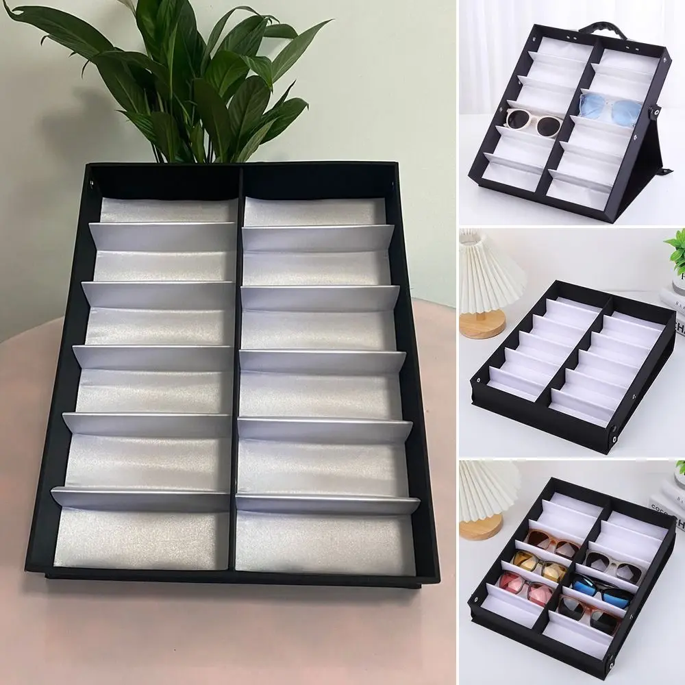 Portable Stand Storage Glasses Frame Tray Sunglasses Display Case Eyeglass Organizer Box 12 Slots Glasses Tray