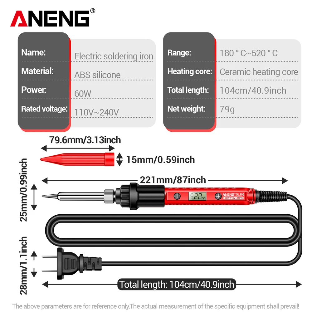 Electric Soldering Iron ANENG SL105 110V 240V Fast Welding Equipment US/EU Plug Solder Heat Repair Tool With Solder Tin Iron Tip