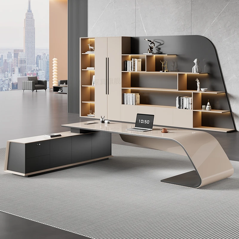 Designer Modern Office Desks Storage Drawers Writing Executive Desk L Shaped Study Office Furniture