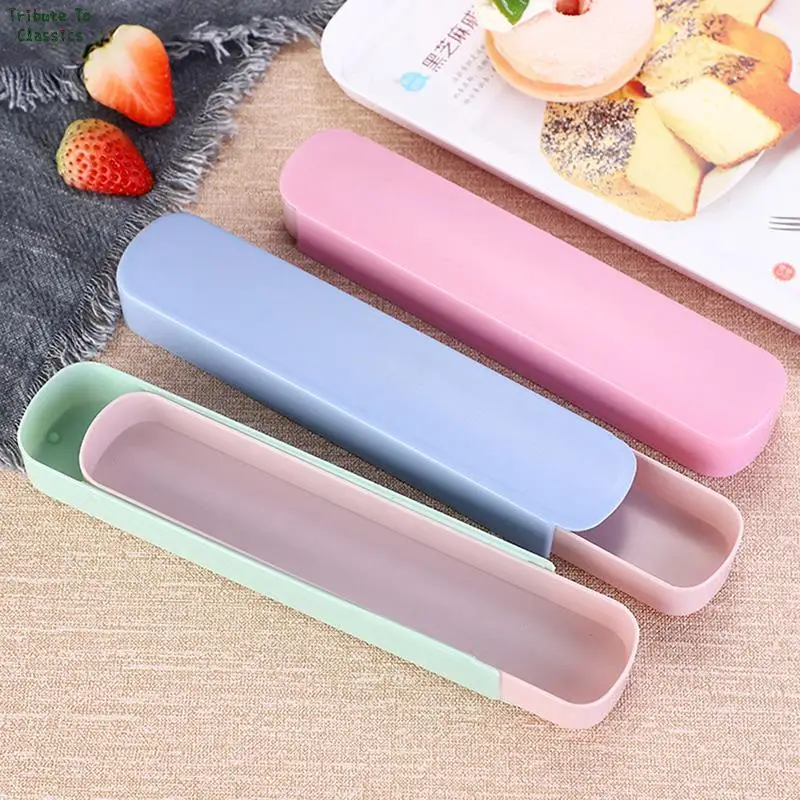 Plastic Storage Box Cutlery Straw Chopsticks Fork Spoon Wheat Pull Box Outdoor Travel Portable Tableware Empty 1pc storage box cutlery organizer