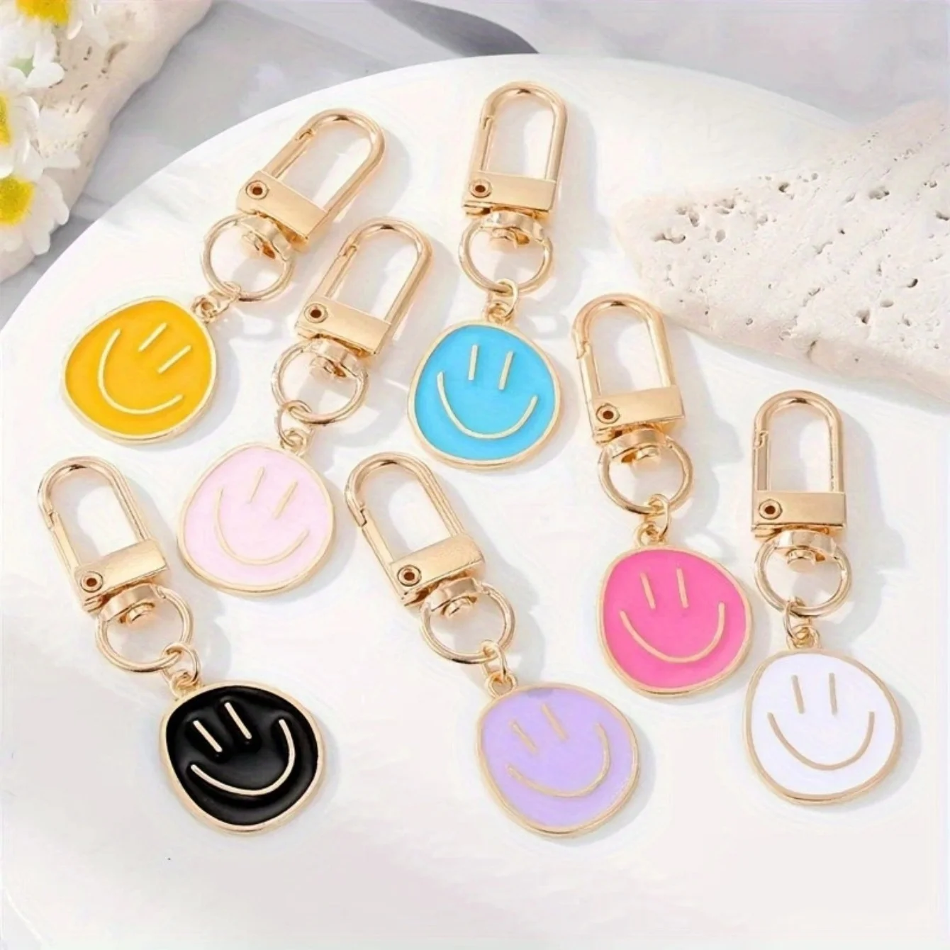 Lovely Smile Face Keychain - Blue and Yellow options