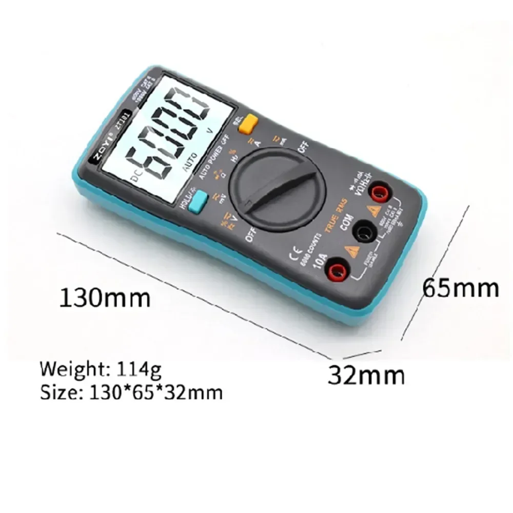 ZOYI ZT101 Digital Multimeter 6000 counts Back light AC/DC Ammeter Voltmeter Ohm Frequency Diode Temperature