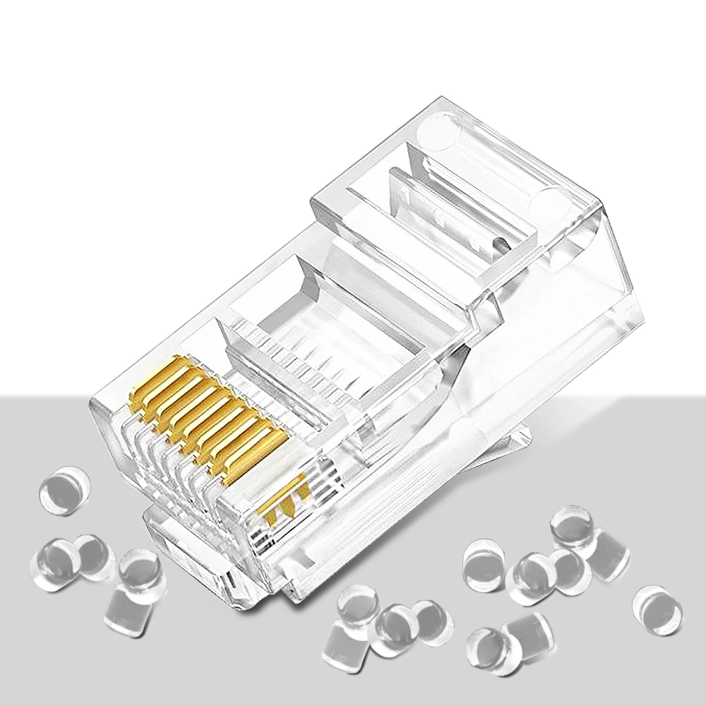 Lot De 100 Connecteurs RJ-45 CAT5E, Prise Modulaire Réseau UTP 8P8C, Extrémités à Sertir RJ-45, Pour Câble Solide Ou Toronné, Transmission De Données Stable
