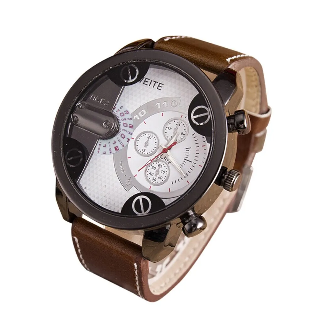 

Luxury Mens Analog Sport Steel Case Quartz Leather Wrist Watch White часы мужские наручные relogio masculino prova dágua 시계