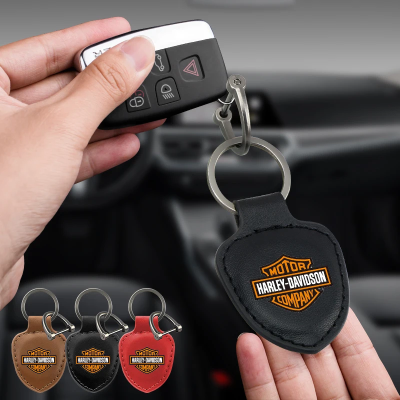 Motorcycle Keychain Motorcycle Accessories Motorcycle Keychain Key Holder shield Leather key rings For Harley Davidson Electra Glide Ultra Classic 1250