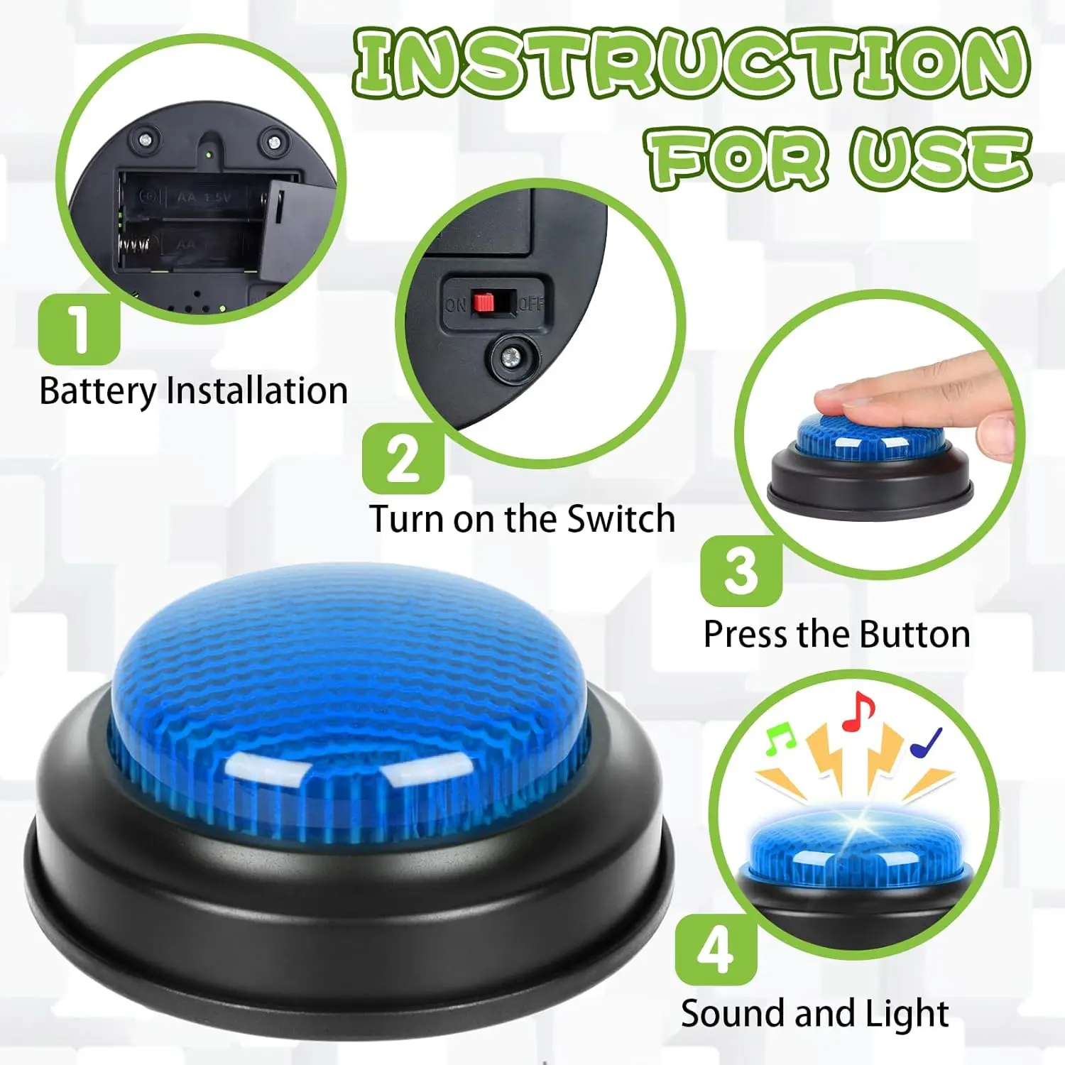 Answer Buzzers for Game Shows 4pcs Game Buzzers with Lights & Sounds Buzz Buttons for Kids - Perfect for Classroom Games 6