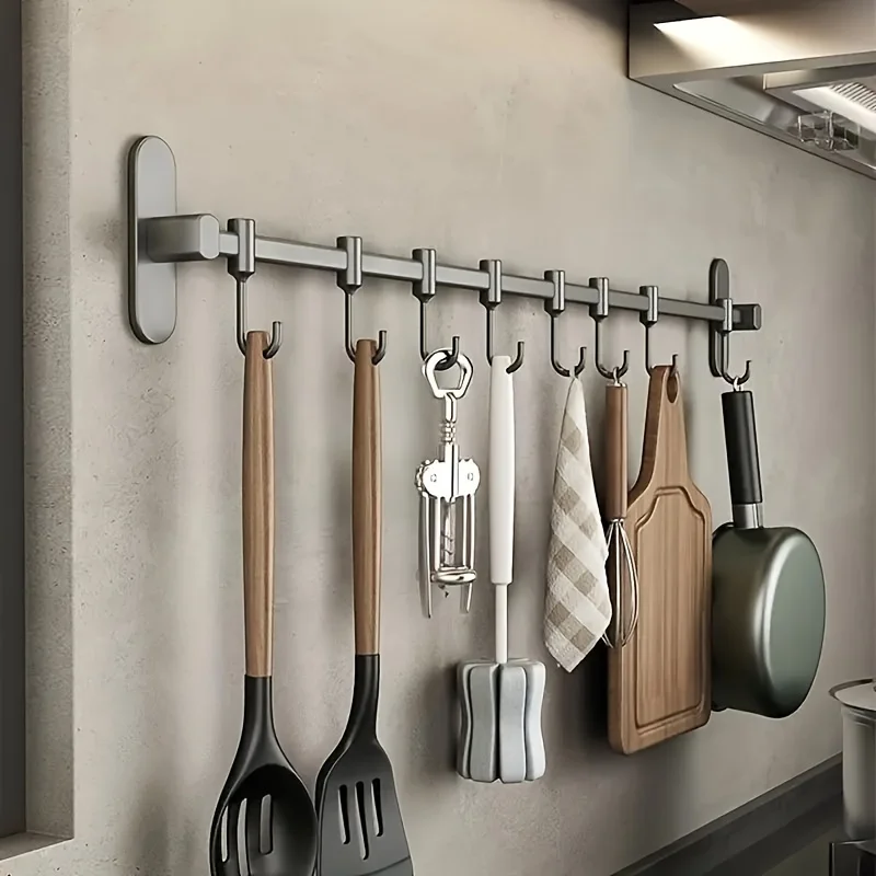 Kitchen Equipment Storage Rack Wall-Mounted Hook Rack Multi-Way Storage Kitchen Items