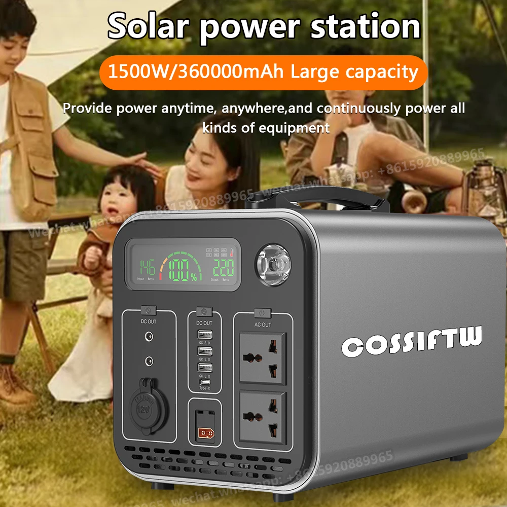 1500W Portable Power Station Charging Solar Generator External Batteries  220V Energy Storage Supply Outdoor Camping Campervan RV - AliExpress