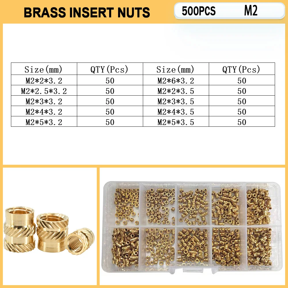Injeção insere, Metric rosca latão, Kit de