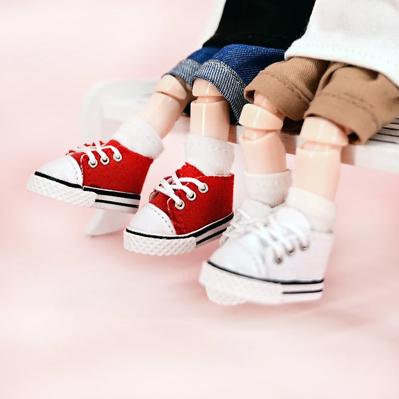 Ob11 High-Top Doll Star Shoes Canvas Grid Shoes Sports Casual Doll Shoes For Gsc Body, Molly, P9, Ymy, 1/12Bjd Doll Accessories 4