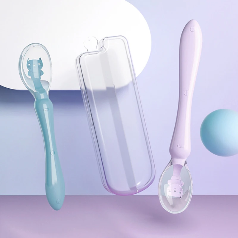 Soft Silicone Baby Feeding Spoon Candy Color Spoon Children Food Baby Spoons Feeding Dishes Feeder Flatware Silicone Feeding Spoon Silicone Cutlery Set Learning Spoons Baby Cutlery