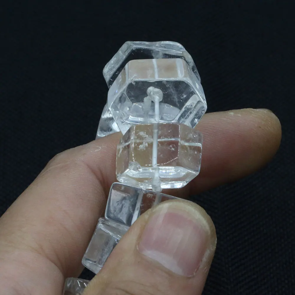 APDGG Natural Clear Quartz Crystal Faceted Cylinder Nugget Real Gemstone Loose Beads 16