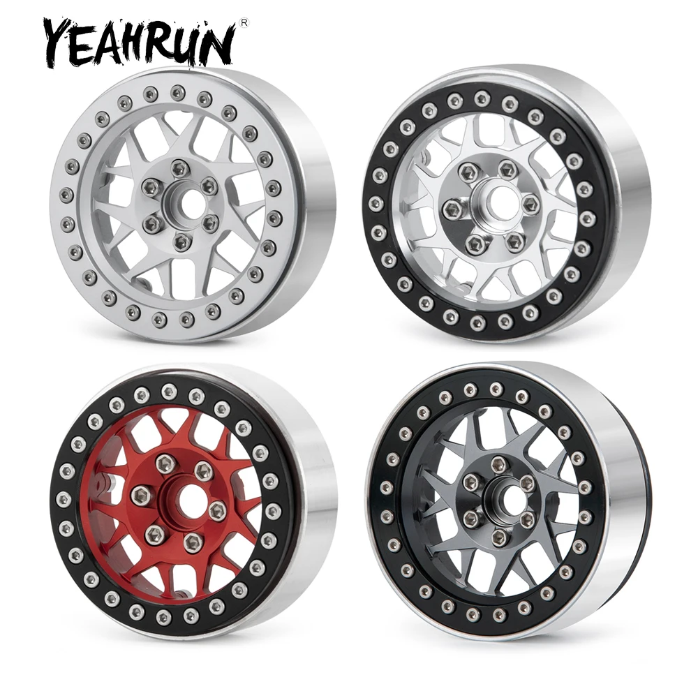 

YEAHRUN 4Pcs CNC Aluminum Alloy 2.2 inch Beadlock Wheel Hubs Rims for Axial Wraith 90018 TRX-4 1/10 RC Crawler Model Car Parts