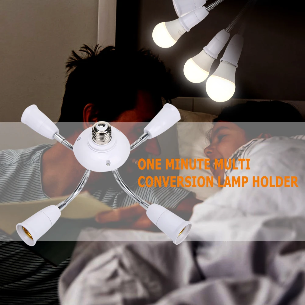 E27 Lamp White Base Adjustable  Rotary LED Light Bulb Socket Holder Adapter Converter Easy To Use for Restaurant Hotel