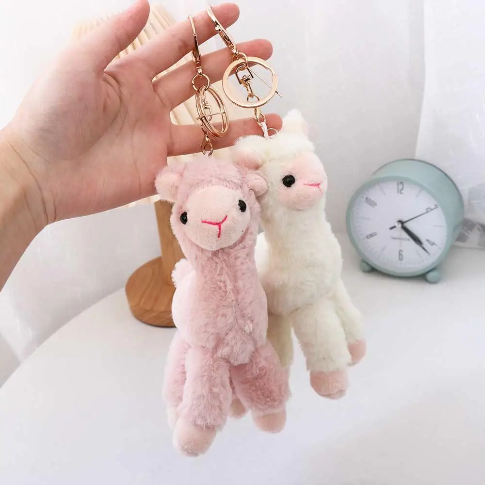 Backpack Accessory Plush Doll Pendant Handmade Key Trinket Sheep Key Ring Stuffed Toy Keychain Alpaca Keychain Animal Keyring