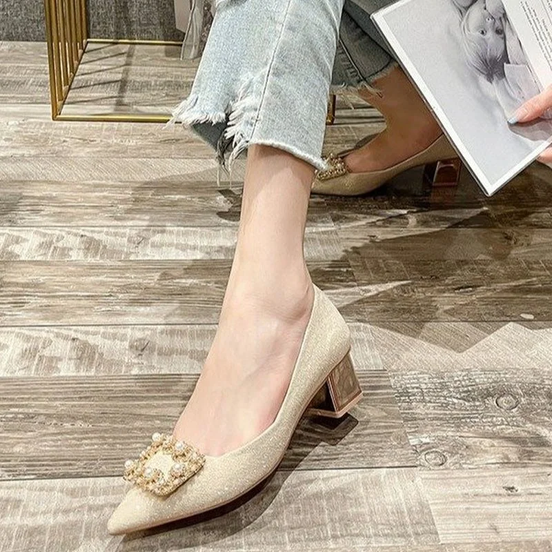 Pumpen 2022 Neue Perle Diamant Schnalle Spitz Mode High Heels Sommer Designer Schuhe Hochzeit Party Marke Frau Schuh_voghion.com