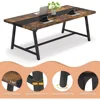 Dining Table for 8 People, 70.87-inch Rectangular Wood Kitchen Table with Strong Metal Frame, Industrial Large Long Dining Room 4