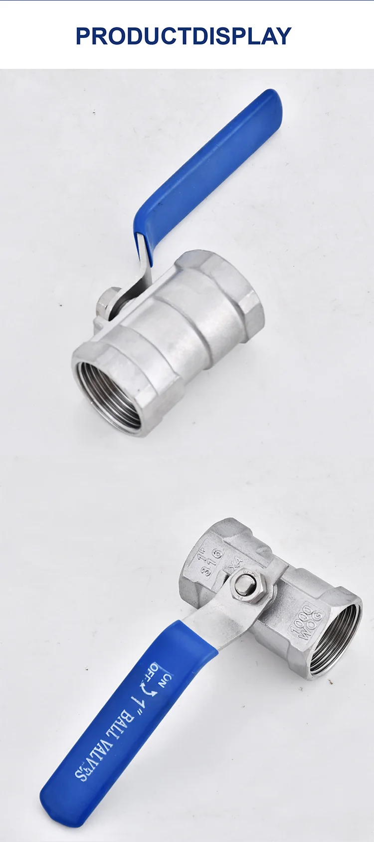 Stainless Steel One Piece Ball Valve 304 316 Female Thread 1/2 3/4 Inch Shut Off