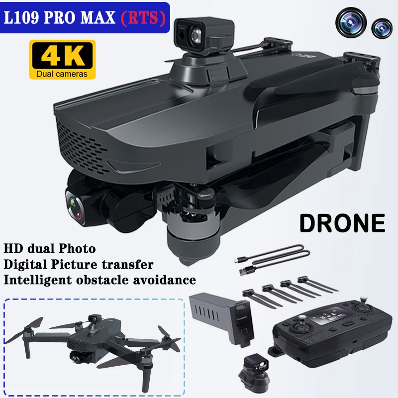 ドローンL109pro max rts 5g,デジタル画像伝送,3軸,メカニカ,4k