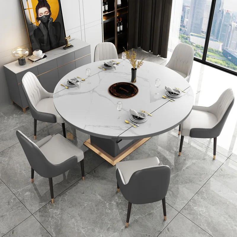 

Practical Black Occasional Dining Table White Rock Plate Long Dinner Table Living Room Mesa Plegables Hotel Furniture FGM