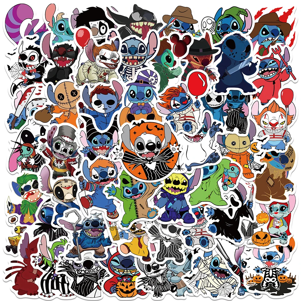 

50pcs Cute Cartoon Disney Horror Stitch Stickers Waterproof Graffiti For Laptop Water Bottle Luggage Notebook Vinyl Decals