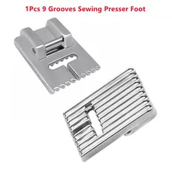 Triple Needle Set with Wrinkled 9-Groove Sewing Presser Foot - 3 Pieces (Sizes 2/3/4mm) (FF00164-701-9)