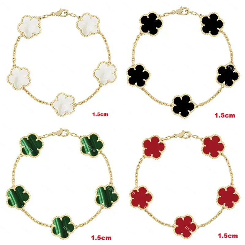 

High-Quality Natural Gemstone S925 Silver Five-Leaf / Four-Leaf Clover Bracelet Necklace Earrings Ring For women Free Shipping